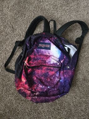 Jansport Galaxy Print Backpack in Purple, Pink, Black